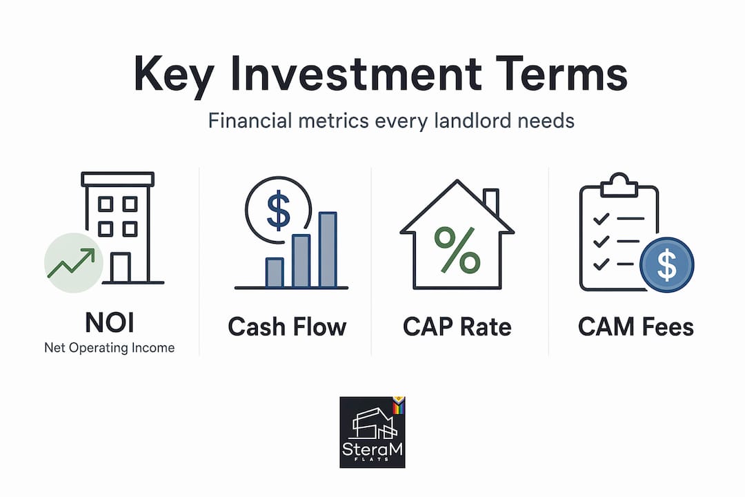 Infographic showing key property investment financial terms