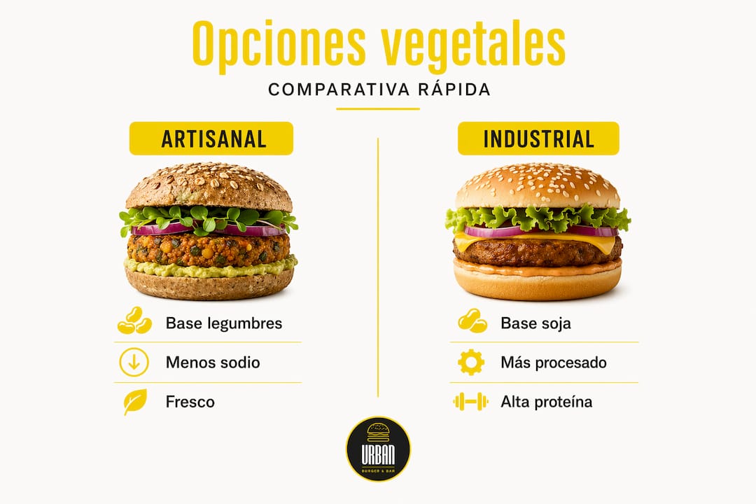 Infografía sobre las diferentes variedades de hamburguesas vegetales