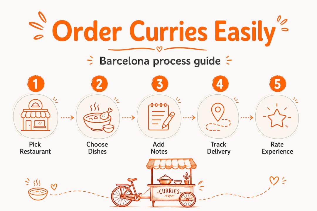 Infographic showing curries ordering steps