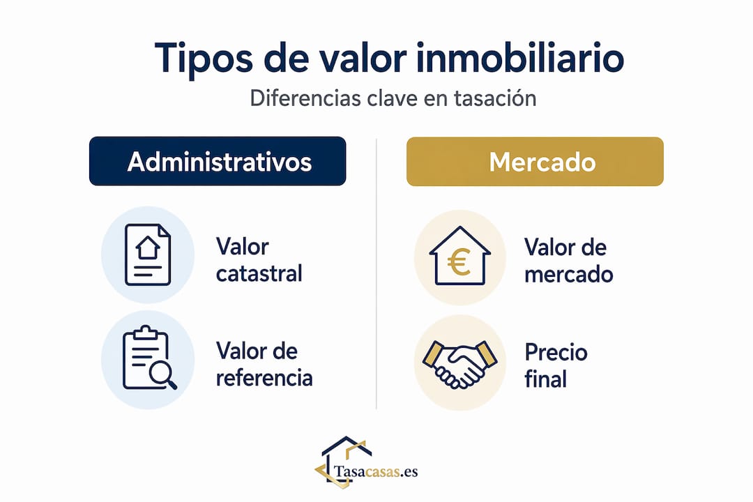 Infografía sobre los diferentes tipos de valor de una propiedad en España