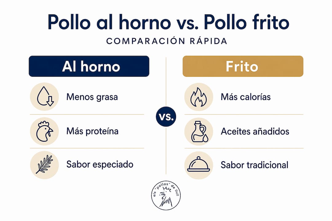 Infografía: diferencias entre el pollo al horno y el pollo frito