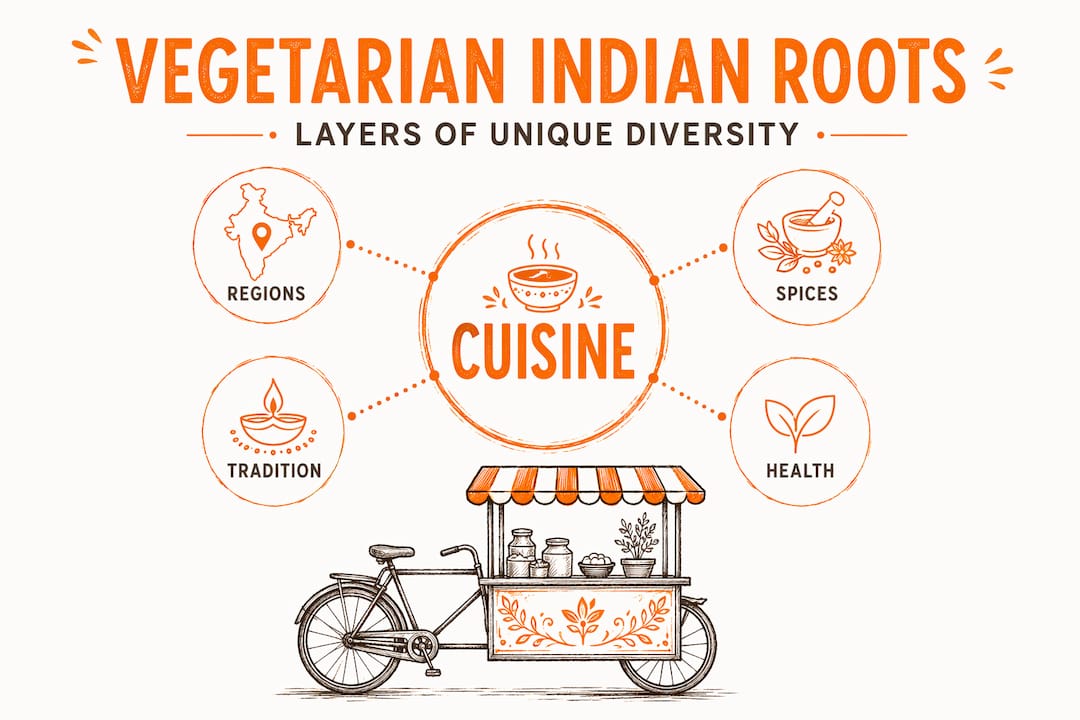 Infographic showing Indian vegetarian cuisine hierarchy