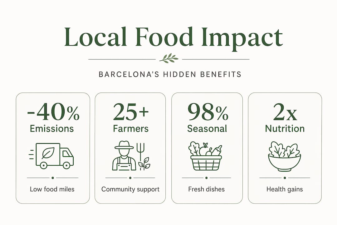 Infographic showing local food benefits in Barcelona