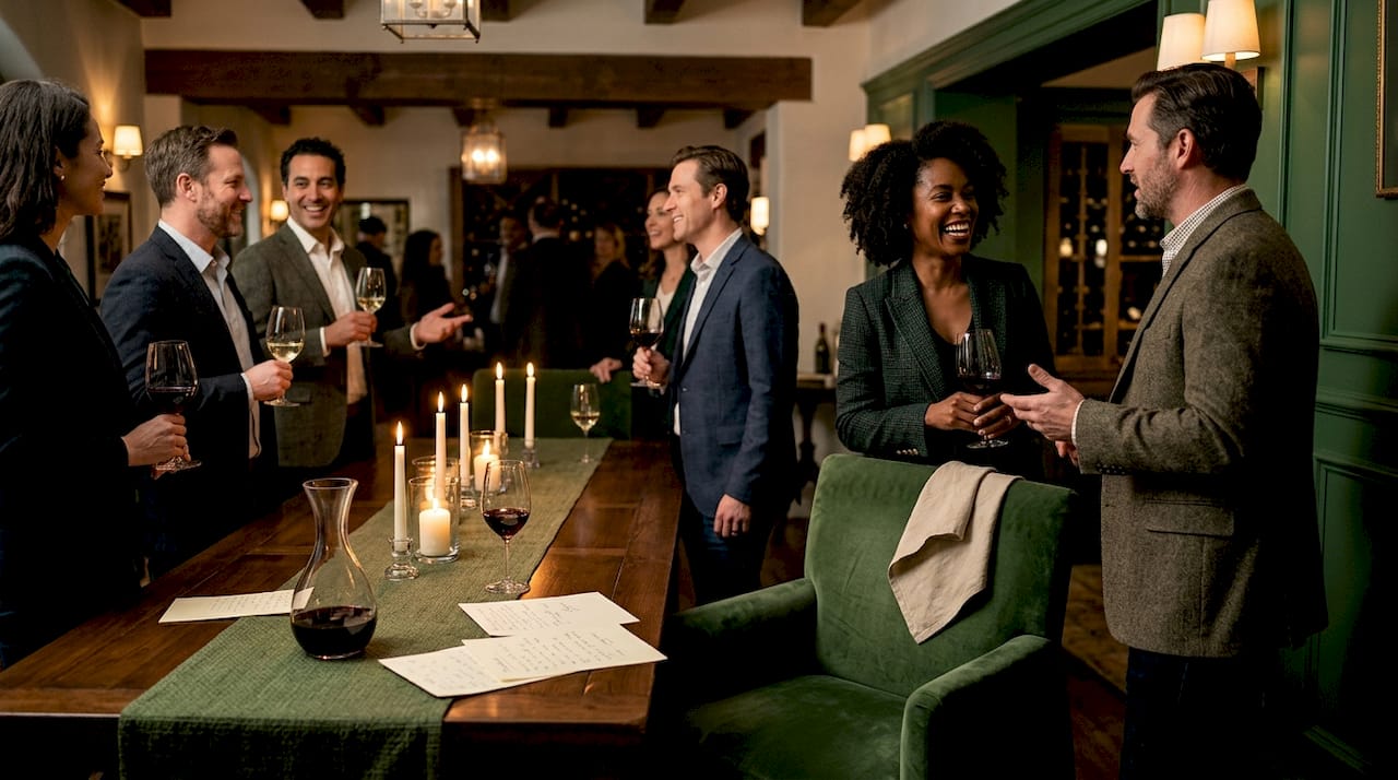 People networking in private restaurant room