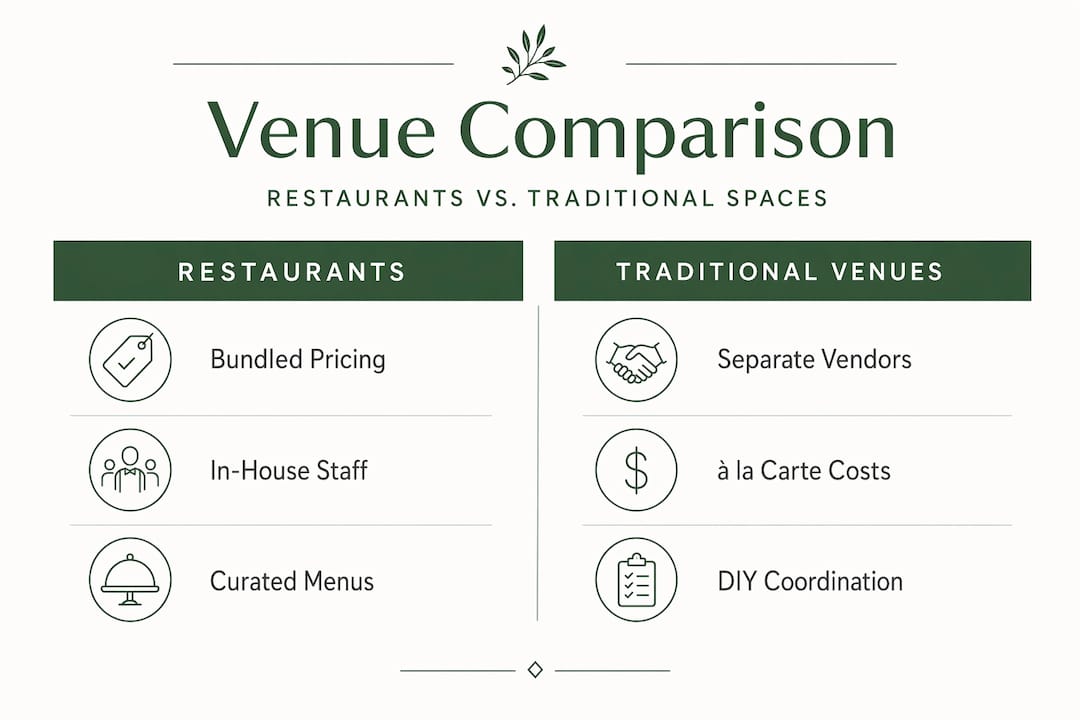Infographic comparing restaurants and traditional venues