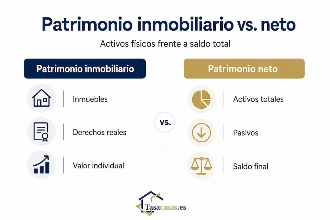 Infografía: diferencias entre el patrimonio inmobiliario y el patrimonio neto