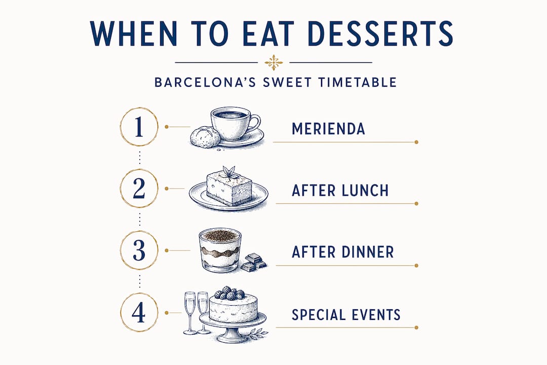 Infographic showing best times for Spanish desserts