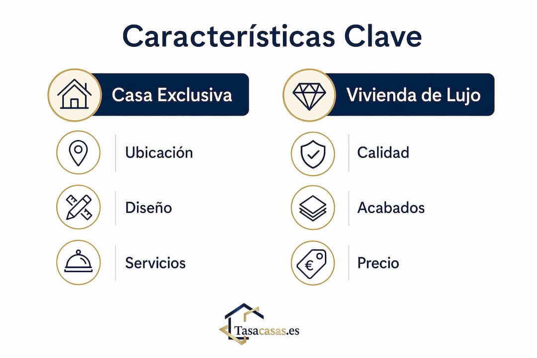 Infografía: diferencias clave entre una casa exclusiva y una vivienda de lujo