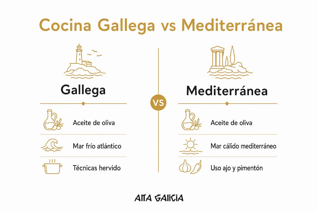 Infografía: diferencias y similitudes entre la gastronomía gallega y la cocina mediterránea