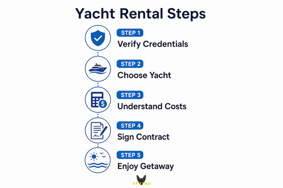 Infographic showing yacht rental booking steps