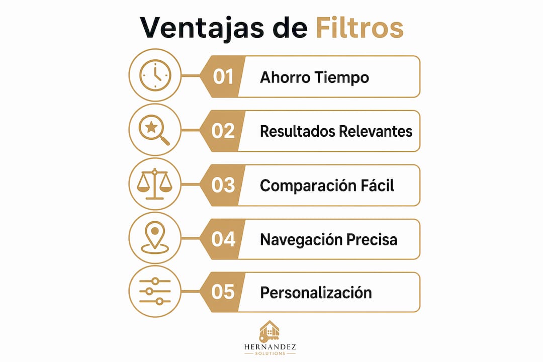 Infografía destacando las principales ventajas de utilizar filtros en la búsqueda de inmuebles
