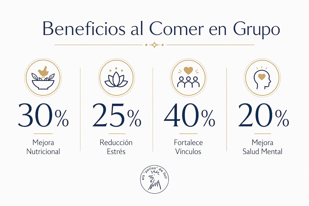 Infografía con datos destacados sobre las ventajas de compartir la mesa en compañía