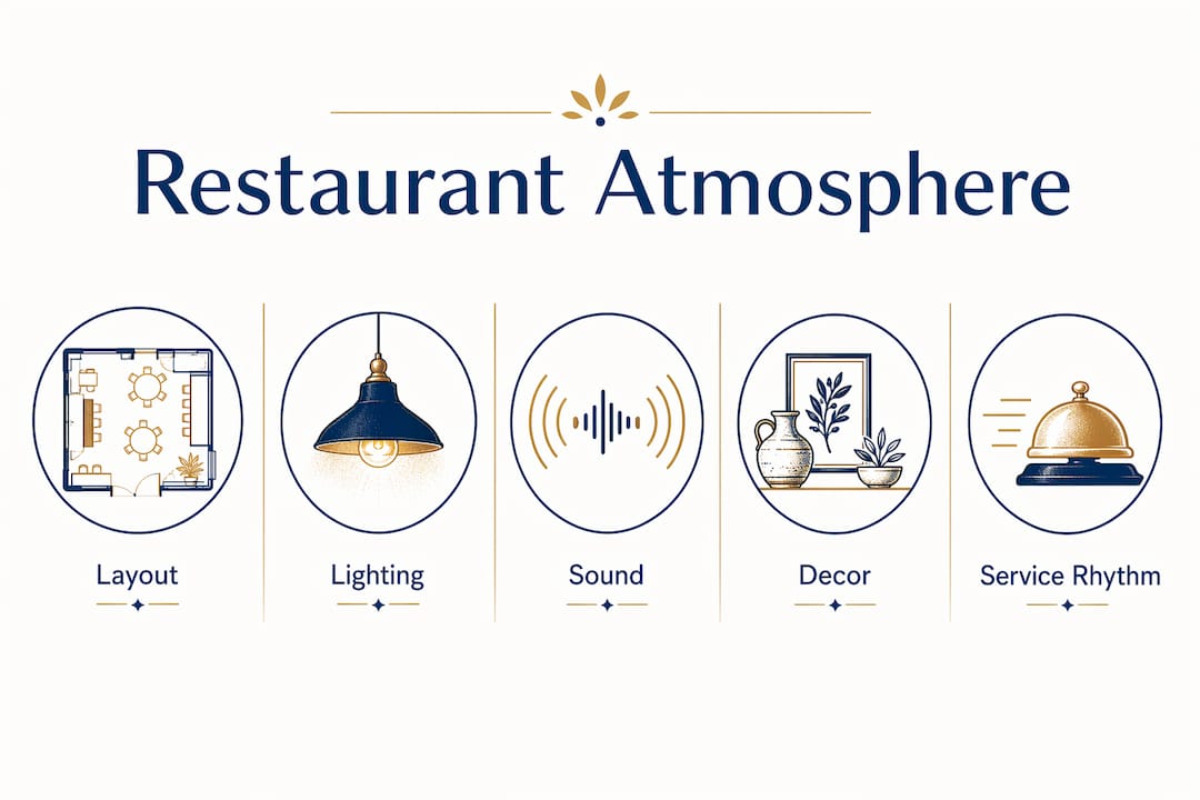 Infographic showing key elements of restaurant atmosphere