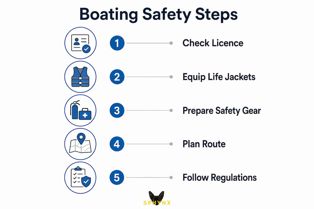Infographic of Finnish boating safety preparation steps