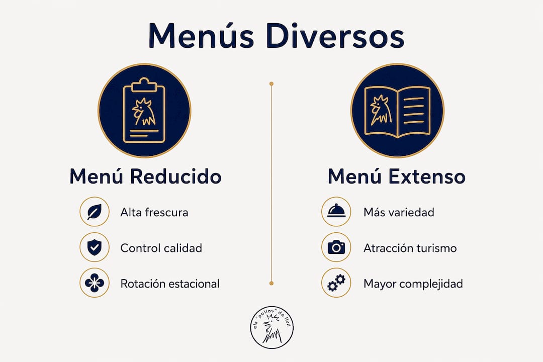 Comparativa visual entre cartas de menú cortas y amplias: ventajas y desventajas de cada opción