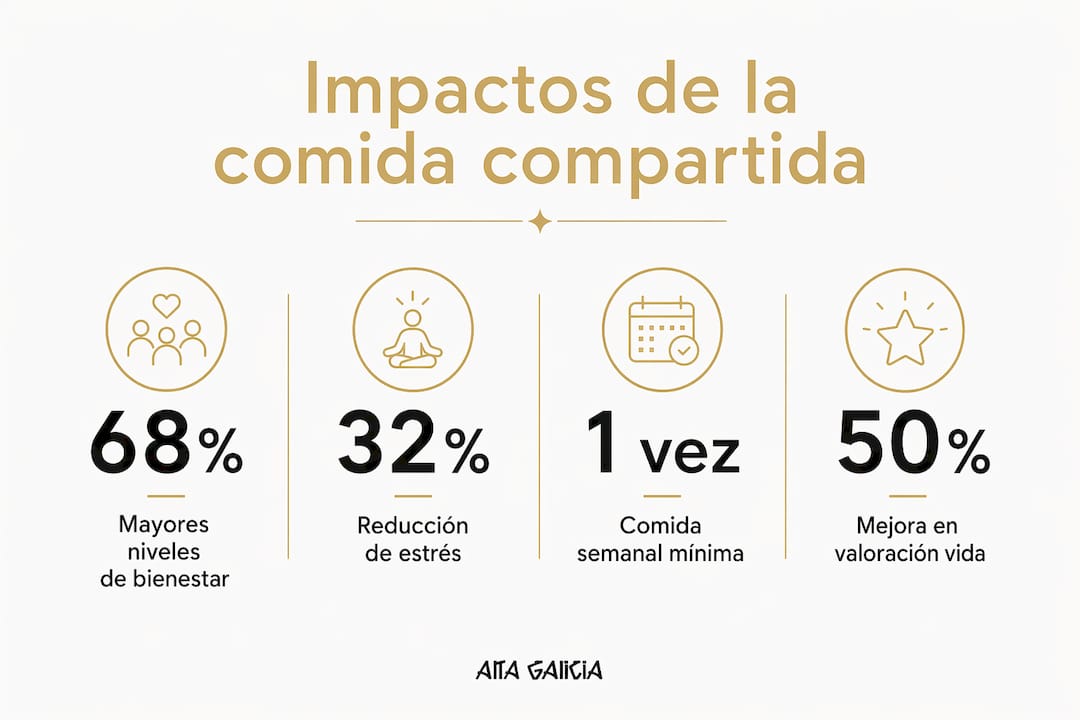 Infografía sobre cómo compartir la comida fortalece los lazos emocionales y sociales