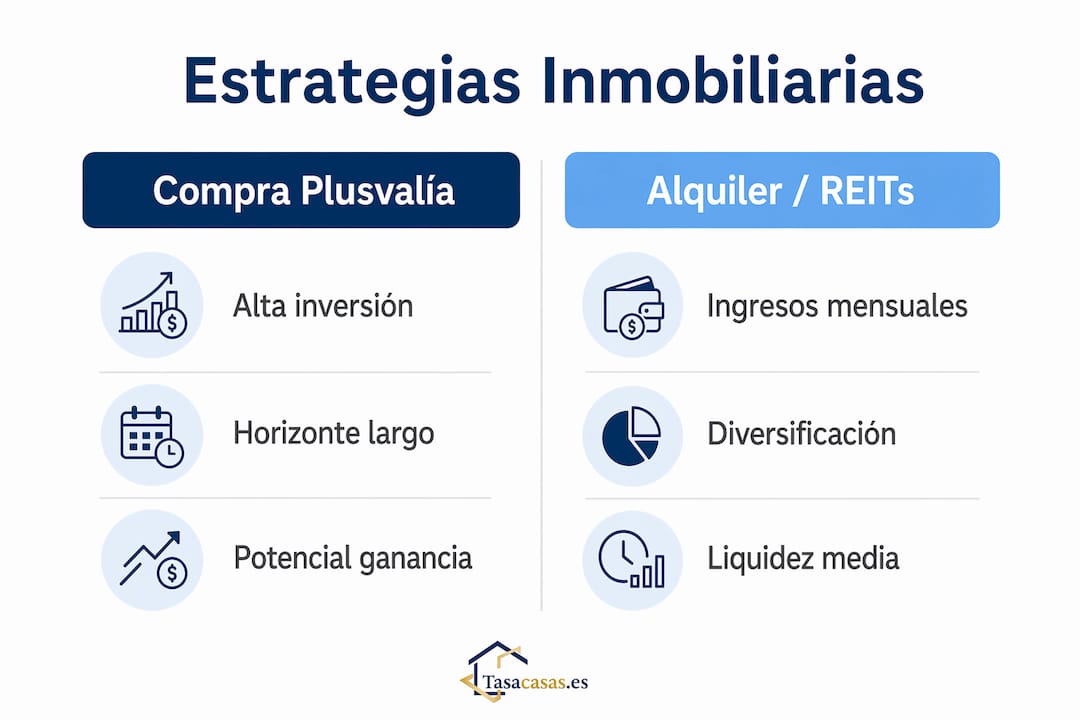 Comparativa visual de las principales estrategias en el sector inmobiliario