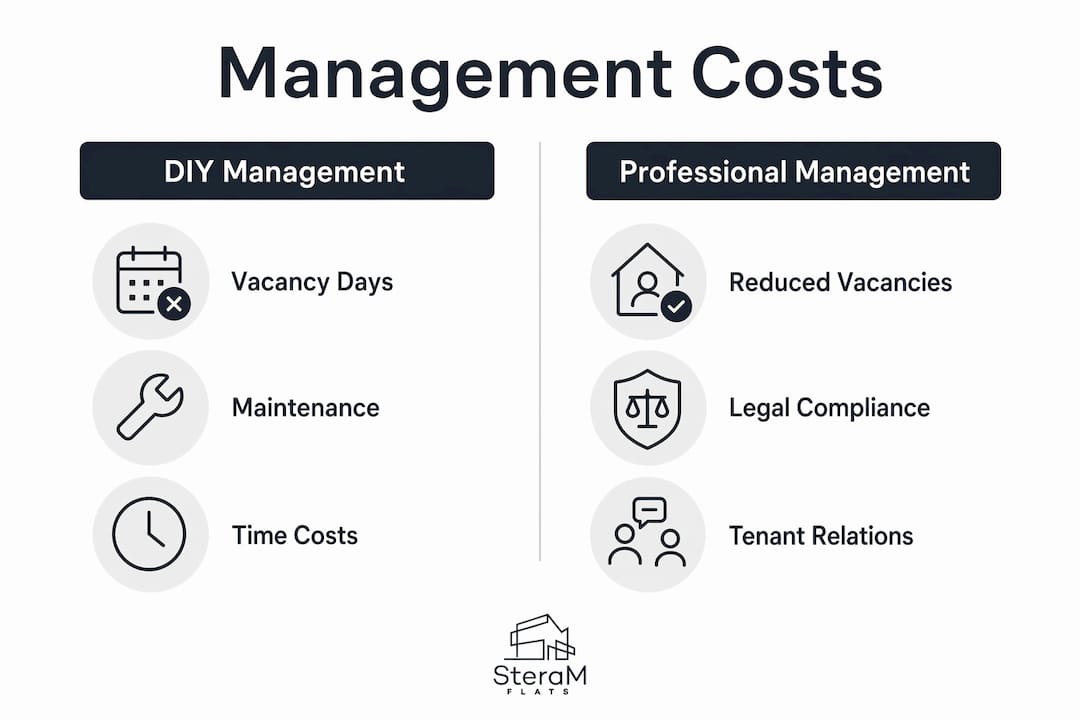 Infographic comparing DIY and professional property management costs