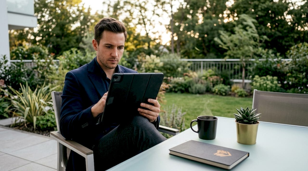 Persona navegando opciones de búsqueda de viviendas en una tablet