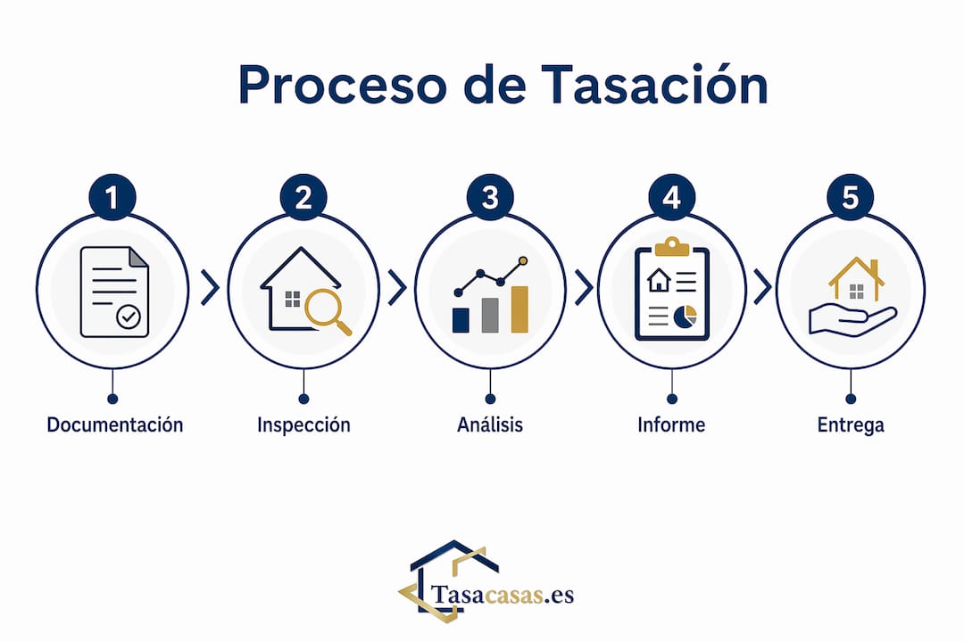Infografía que explica, paso a paso, cómo se realiza una tasación profesional