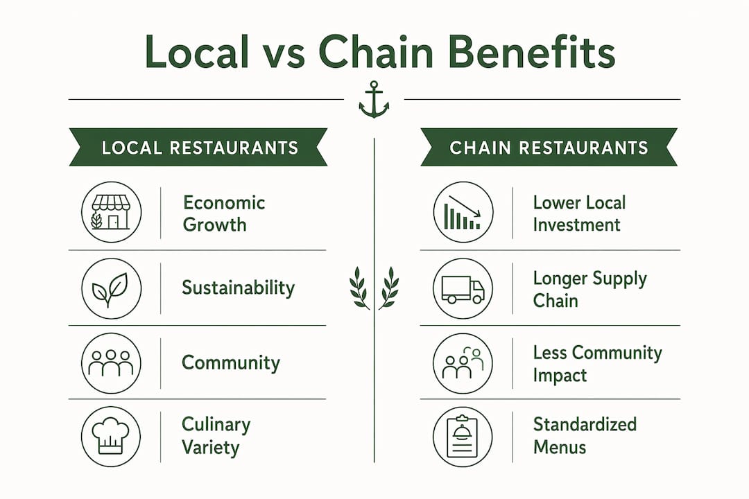 Infographic comparing local and chain restaurant benefits