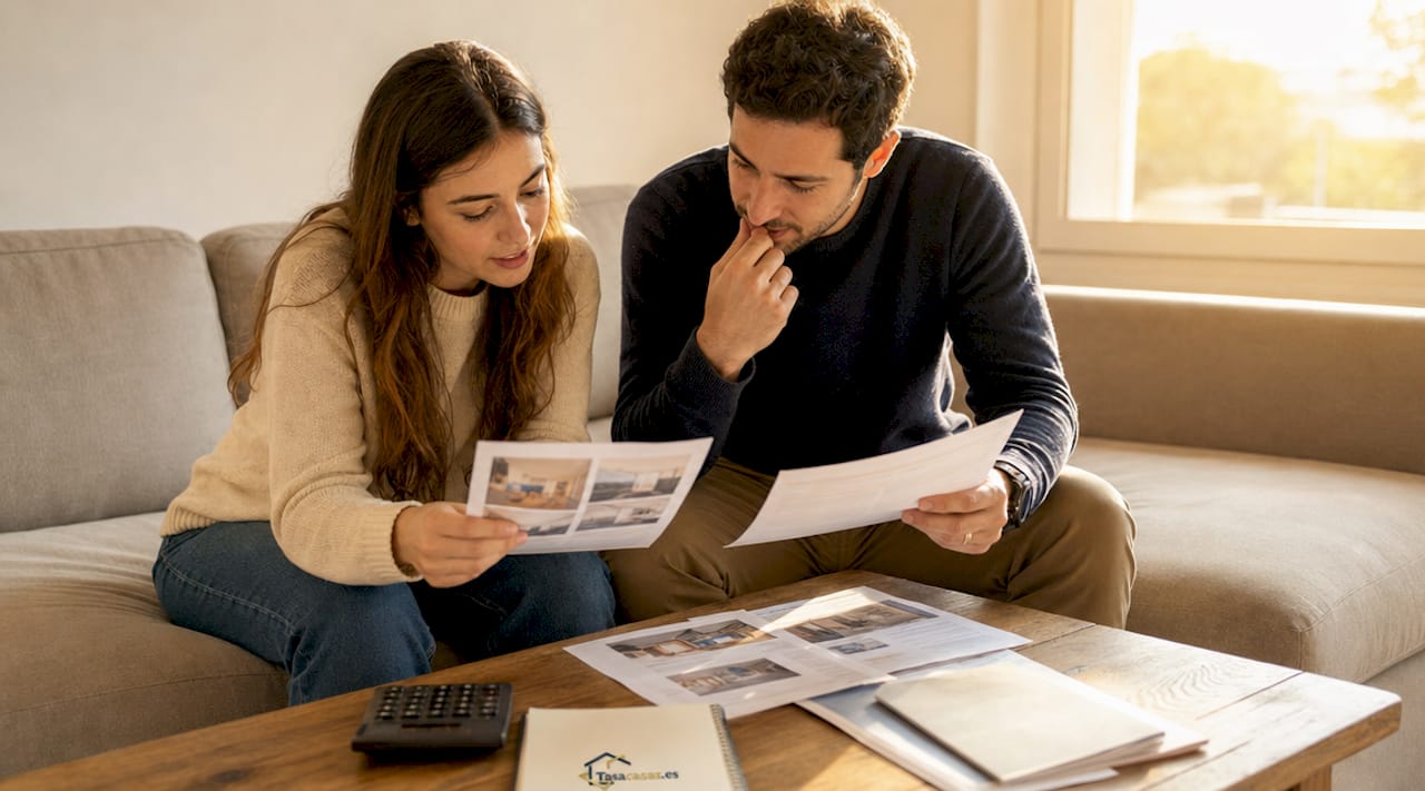 Pareja conversando sobre cómo fijar un precio competitivo para vender su casa