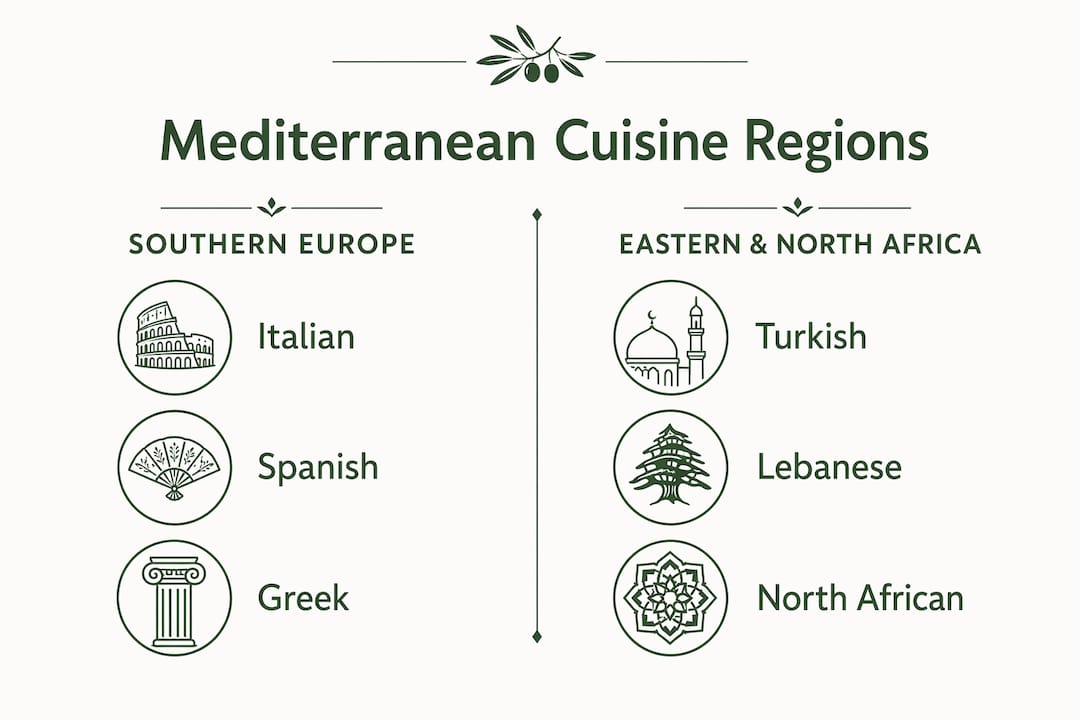 Infographic comparing Mediterranean regional cuisines