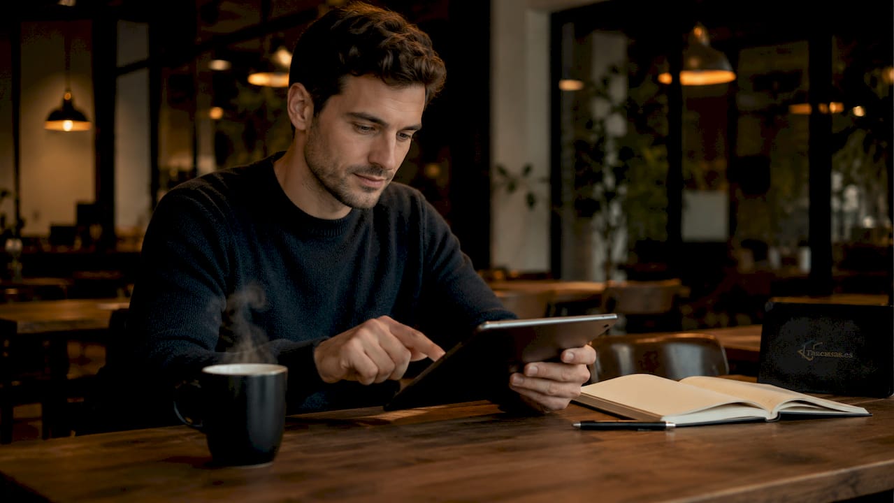 Persona gestionando tareas desde una tablet