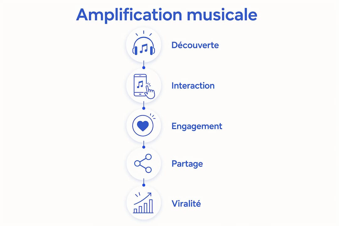 Schéma des différentes étapes pour booster sa musique sur TikTok