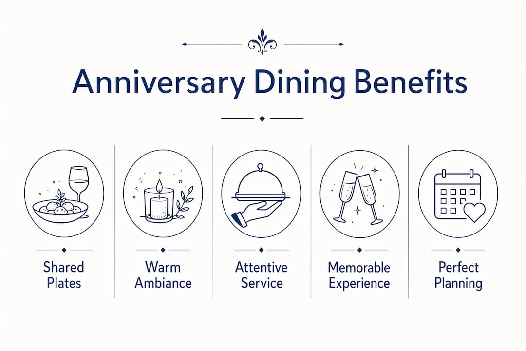 Infographic illustrating benefits of Mediterranean anniversary dining