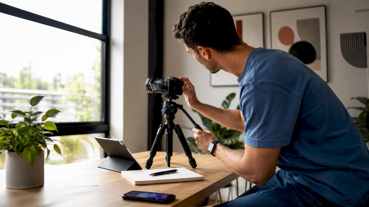 Préparation du matériel en vue de la création d’un Reel Instagram avec option shopping
