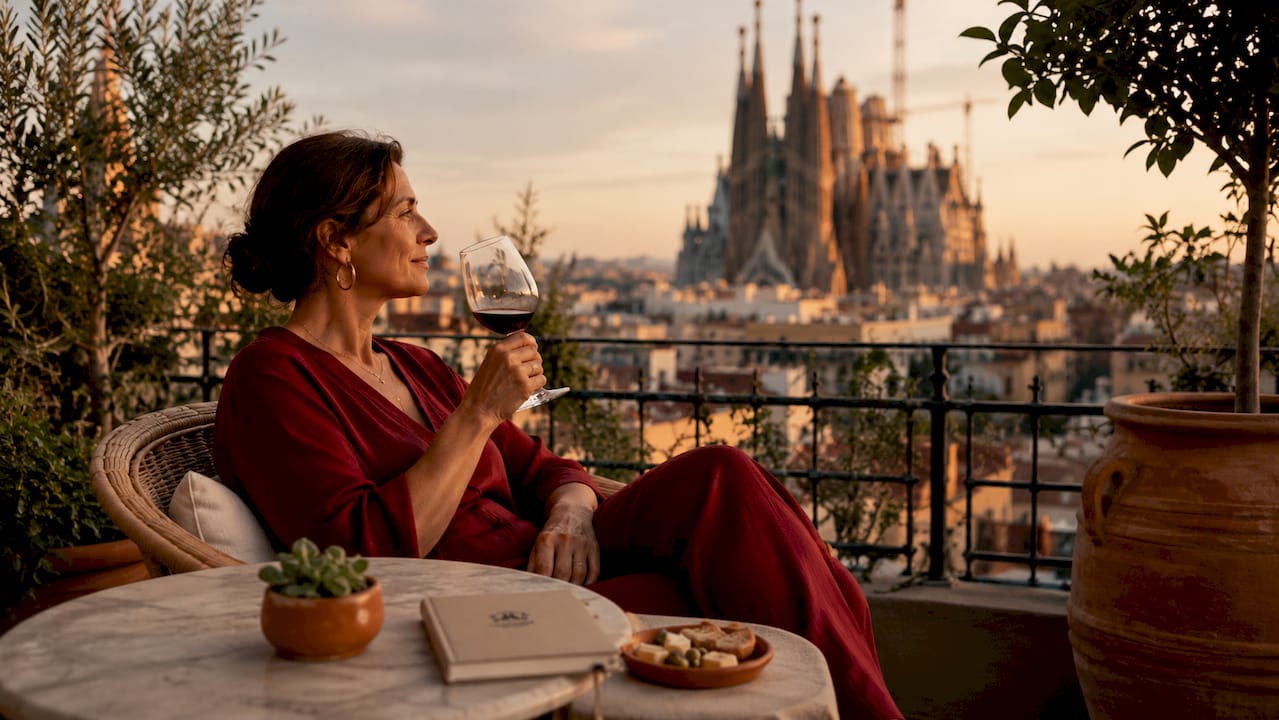 Exclusiva terraza en la azotea de un hotel de lujo con impresionantes vistas panorámicas