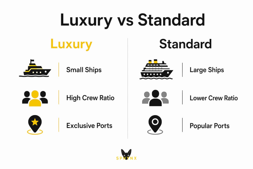 Infographic comparing luxury and standard sea excursions