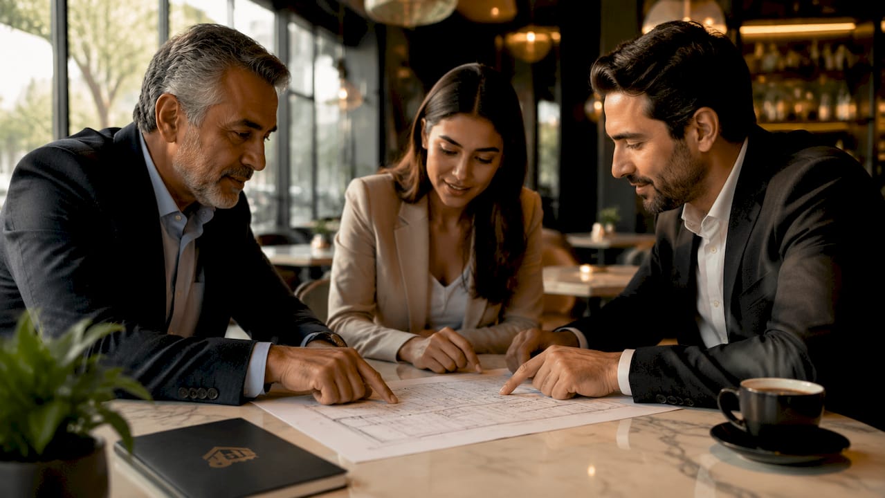 El equipo analiza estrategias para el mercado inmobiliario durante una reunión de trabajo.