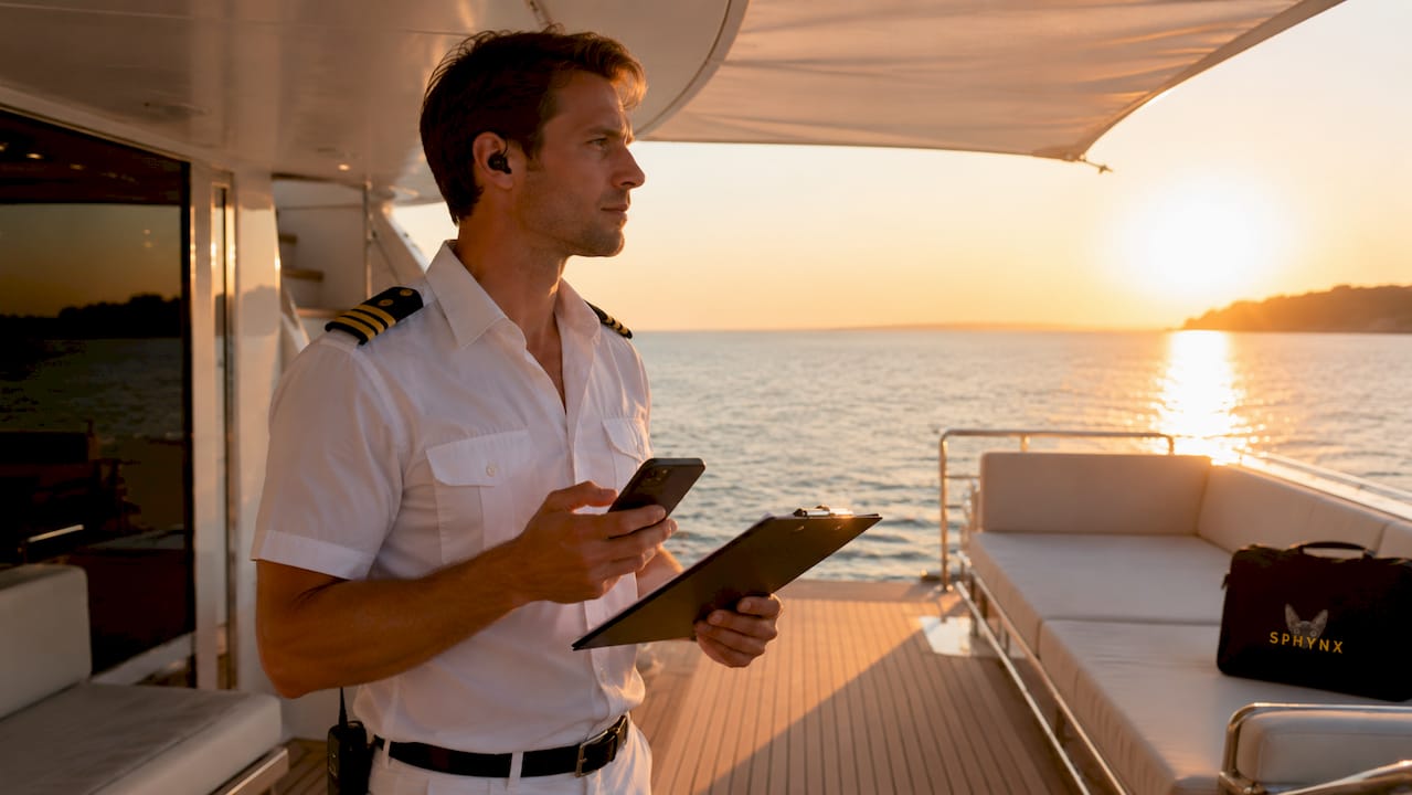 Crew member monitoring privacy compliance on yacht