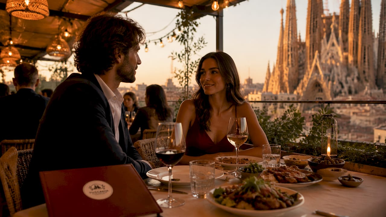 Disfruta de una cena al aire libre con la Sagrada Família como telón de fondo
