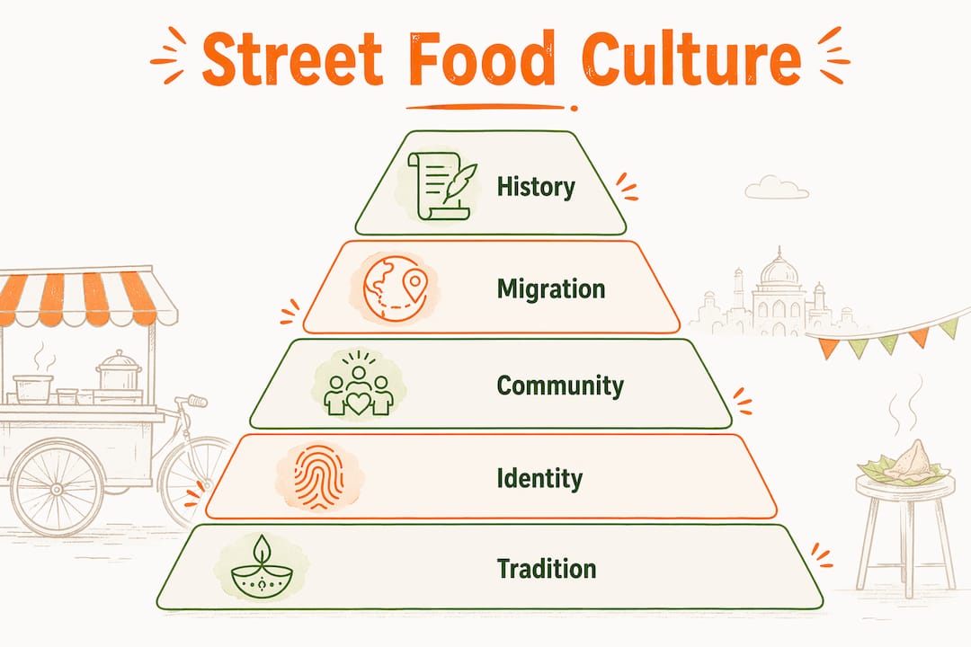 Infographic illustrating cultural layers of street food