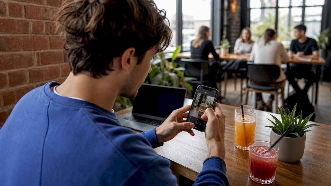 Des mains ajoutent des tags sur des produits dans une vidéo Instagram Reel, directement depuis un smartphone.