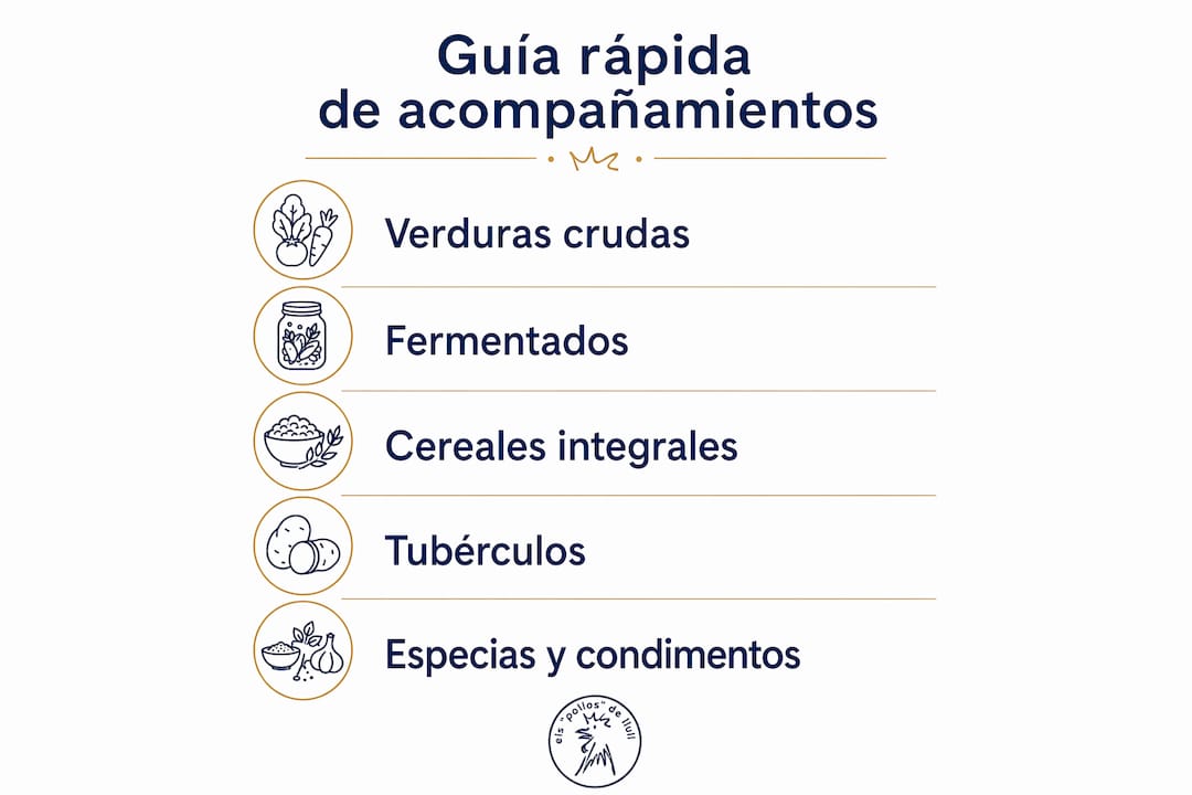 Infografía con diferentes opciones de guarniciones saludables explicadas paso a paso