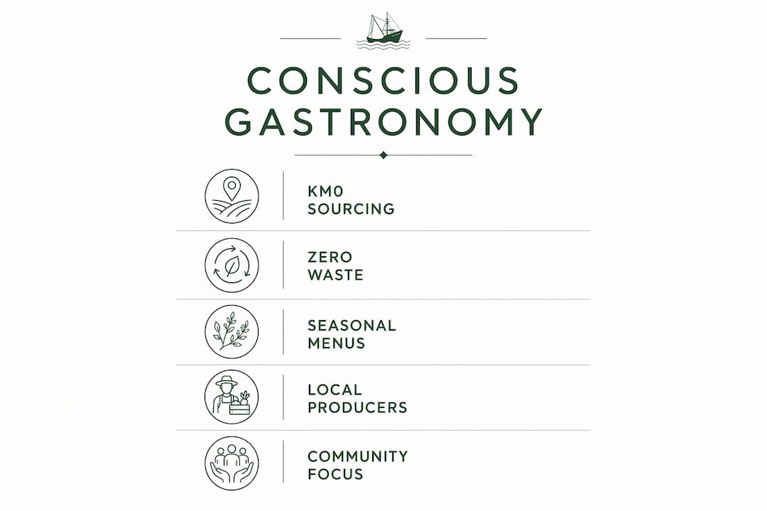 Infographic of conscious gastronomy principles in Poblenou