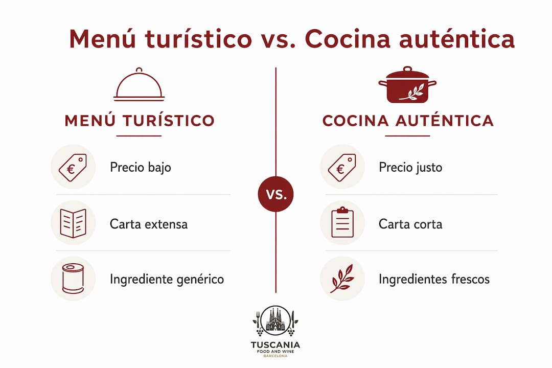 Infografía: diferencias entre menú turístico y cocina tradicional