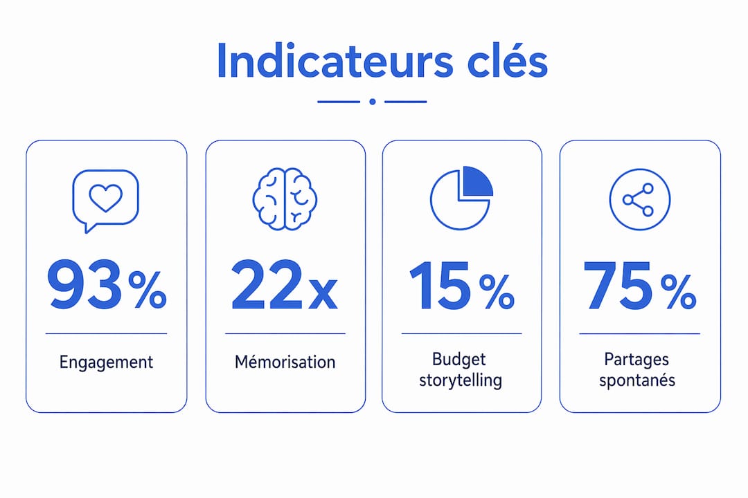Visuel présentant les principaux indicateurs du storytelling de marque