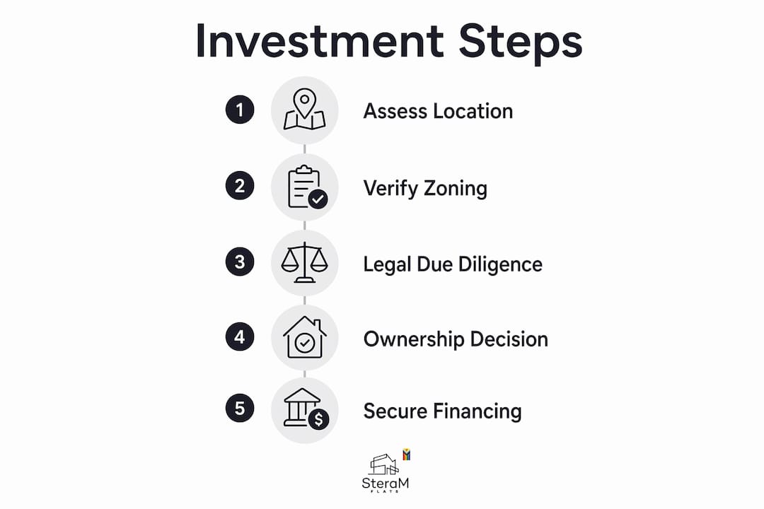 Infographic outlining steps for property investment