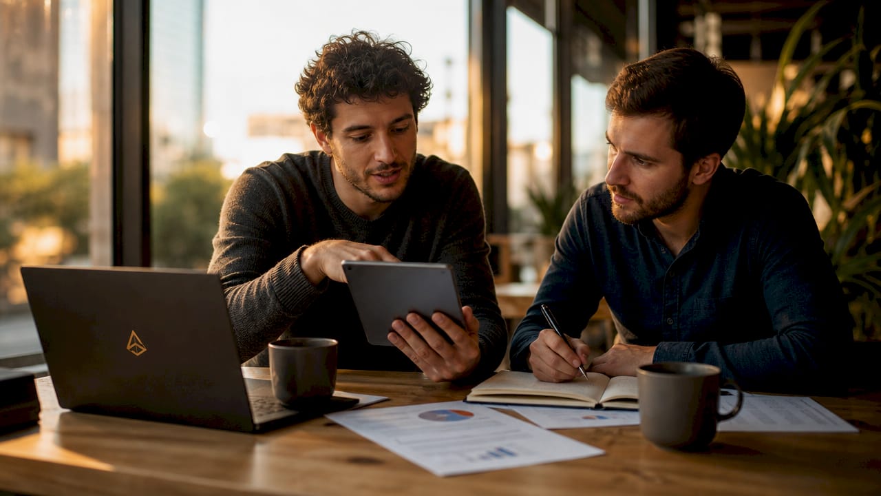 Expertos analizando datos con herramientas digitales