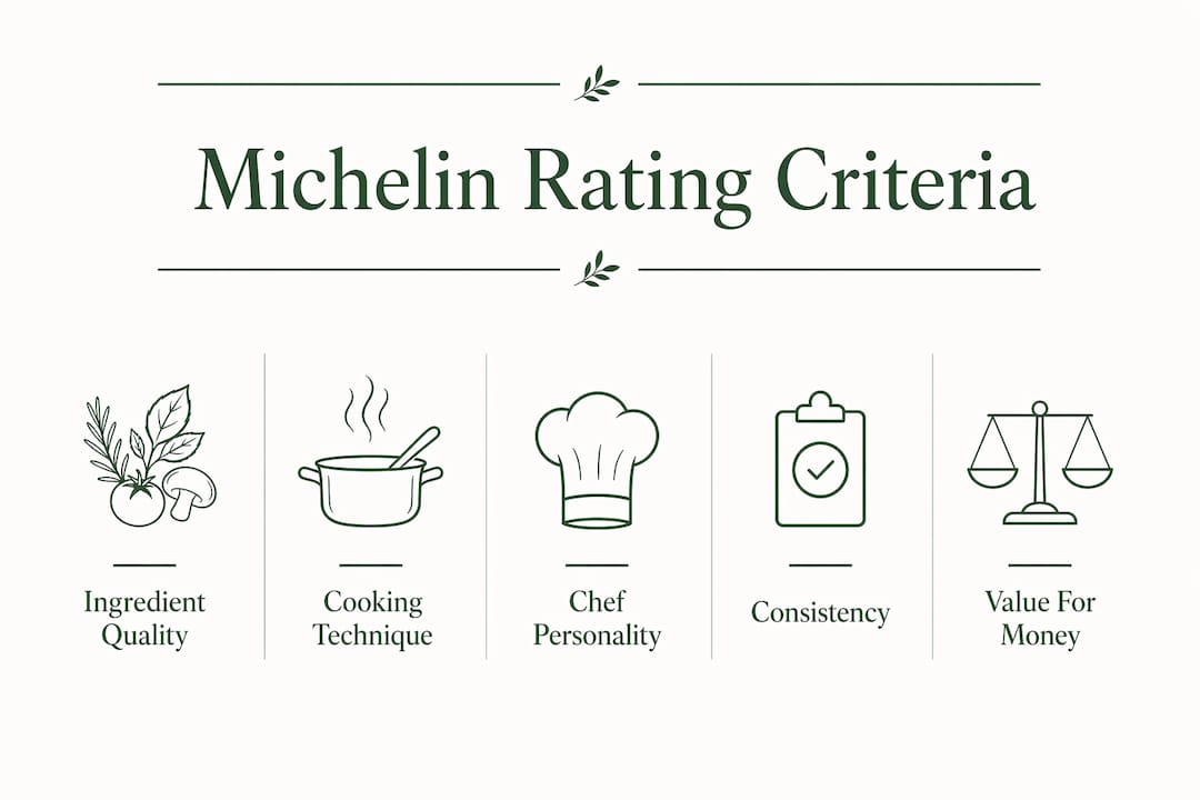 Infographic depicting Michelin rating criteria hierarchy