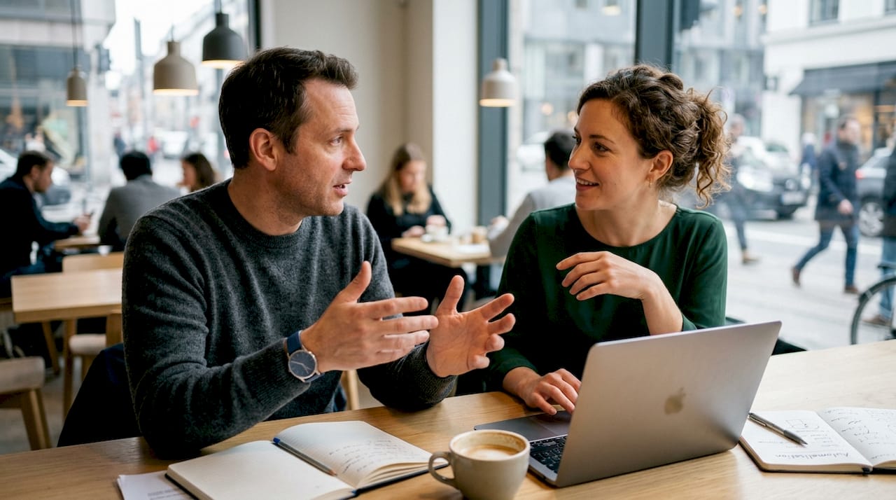Deux collègues échangent sur les différentes formes d’automatisation au travail.