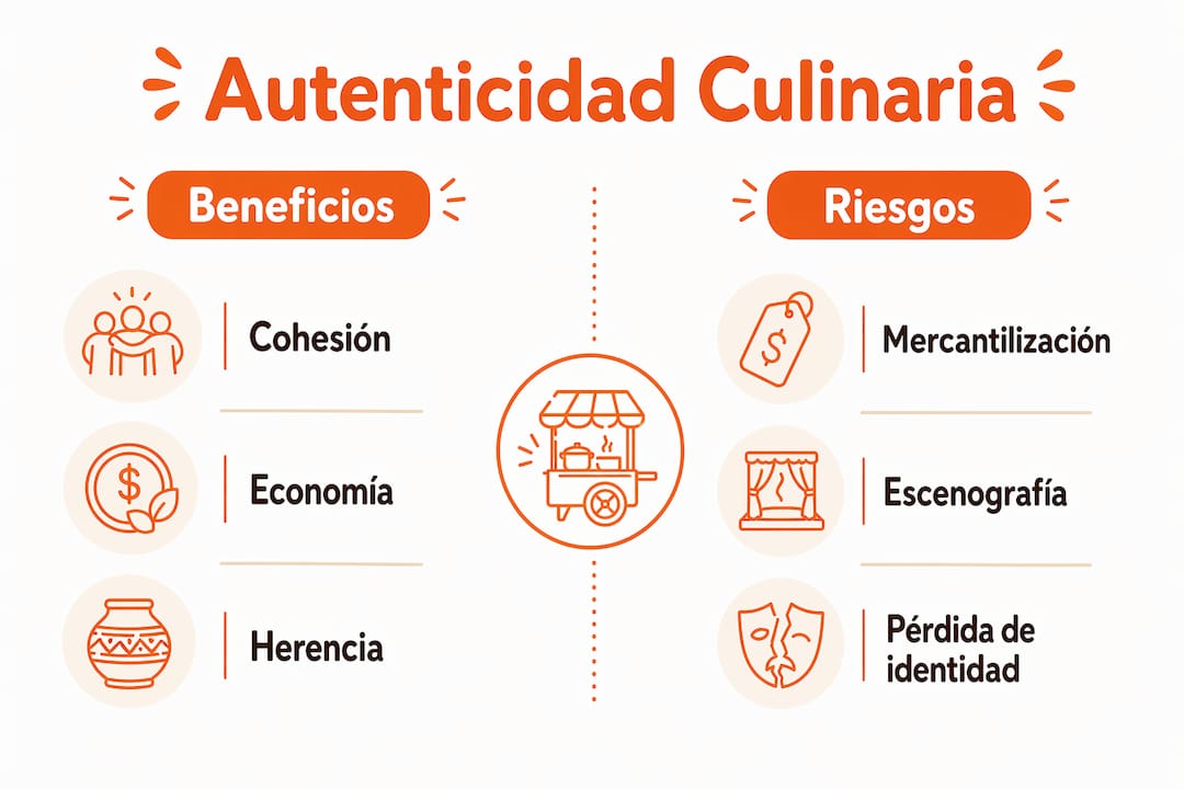 Infografía que analiza las ventajas y posibles inconvenientes de mantener la autenticidad en la cocina