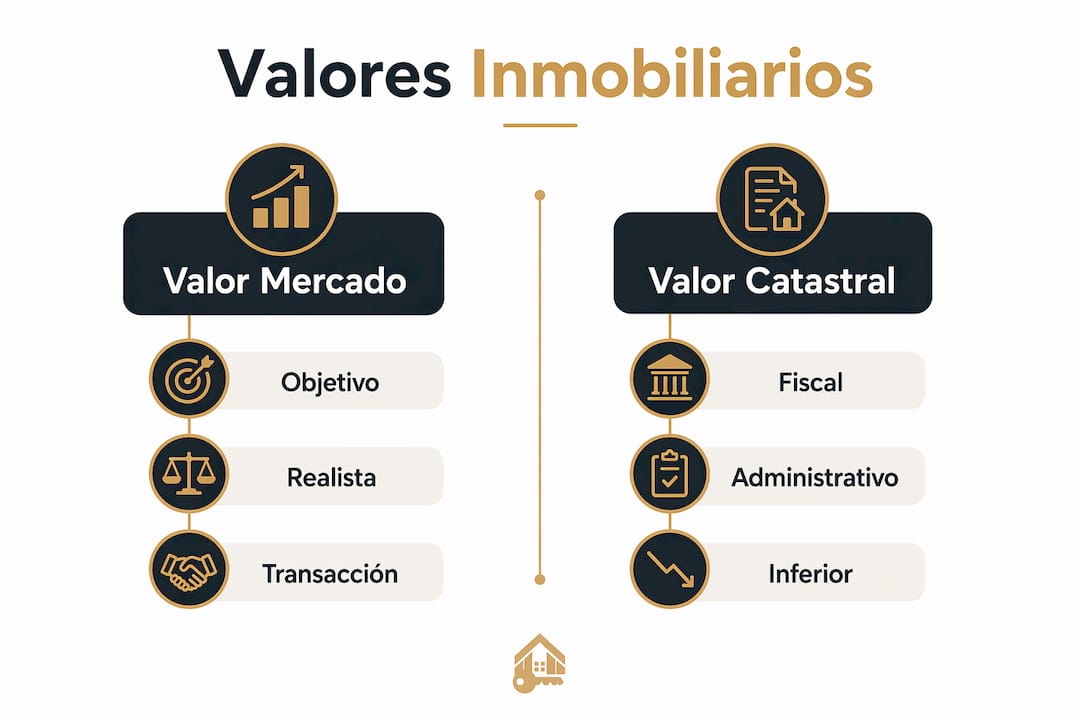 Infografía sobre las diferencias entre el valor de mercado y el valor catastral