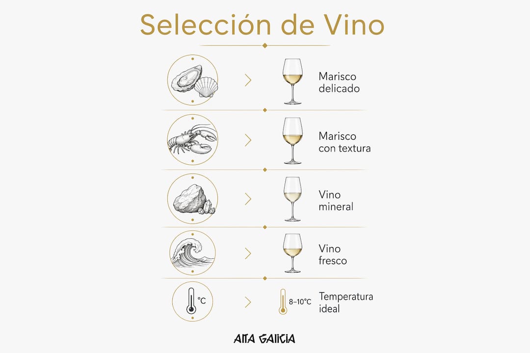 Infografía imprescindible para elegir el vino blanco perfecto que acompañe tus platos de marisco