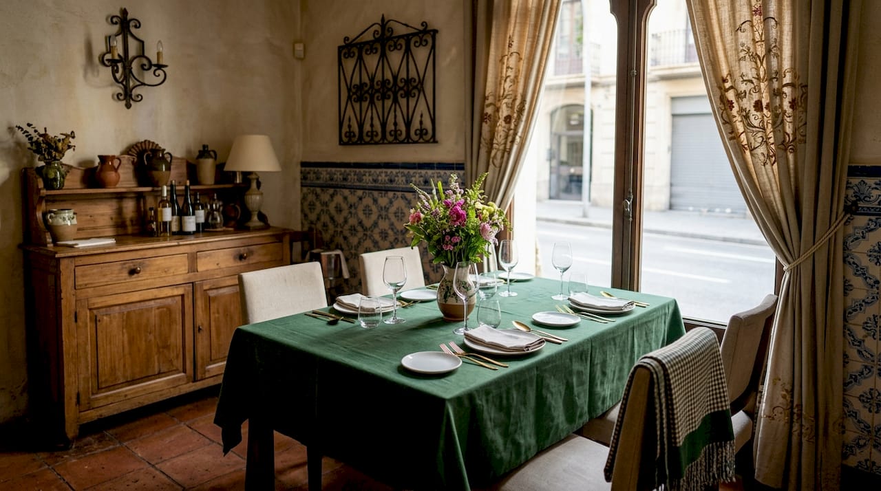 Intimate private dining room with table set